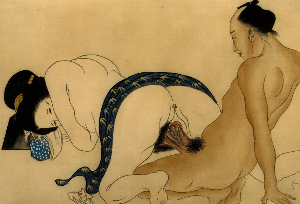 Miniature : [Japon] [shunga] [ca 1880-1930]. Album ohiron shunga | 8 peintures originales