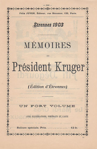 Félix JUVEN, Éditeur, rue Réaumur, 122, Paris. Étrennes 1903