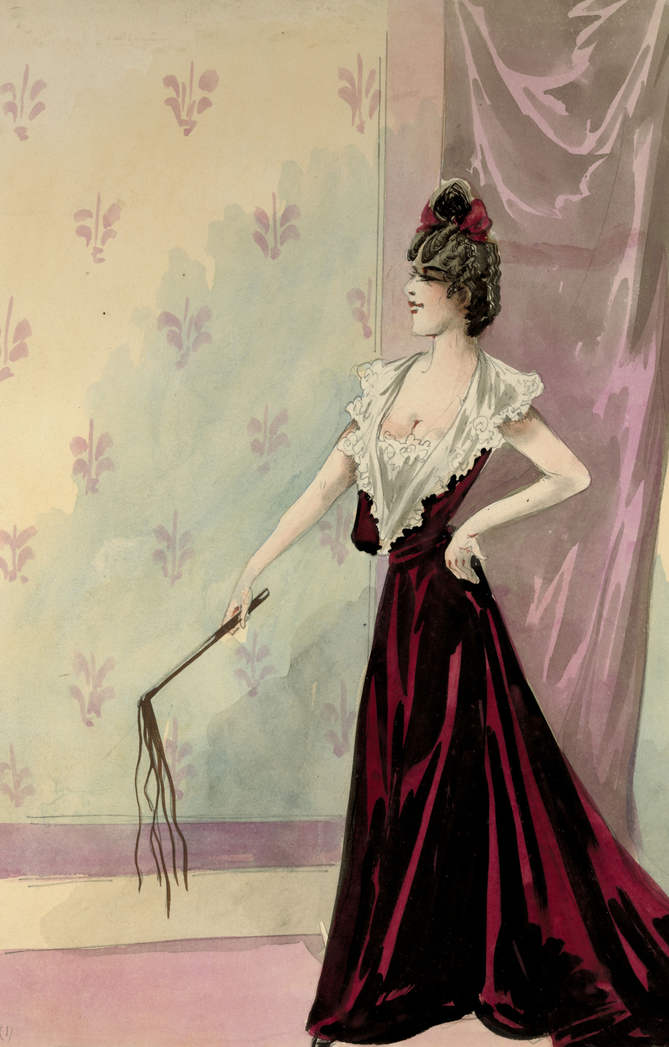 Roberty. Vers 1890. Aquarelle (et gouache) originale. Système. Rare curiosa.