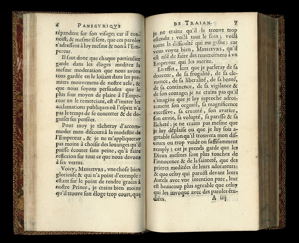 Miniature : Panégyrique de Trajan de Pline Second (1677) traduit par l'abbé Esprit | superbe