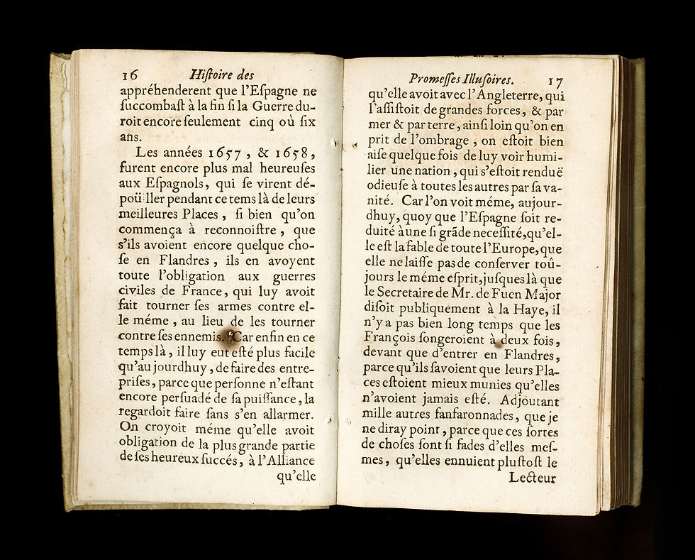 Miniature : Courtilz de Sandras | Histoire des promesses illusoires (1684). Europe Louis XIV