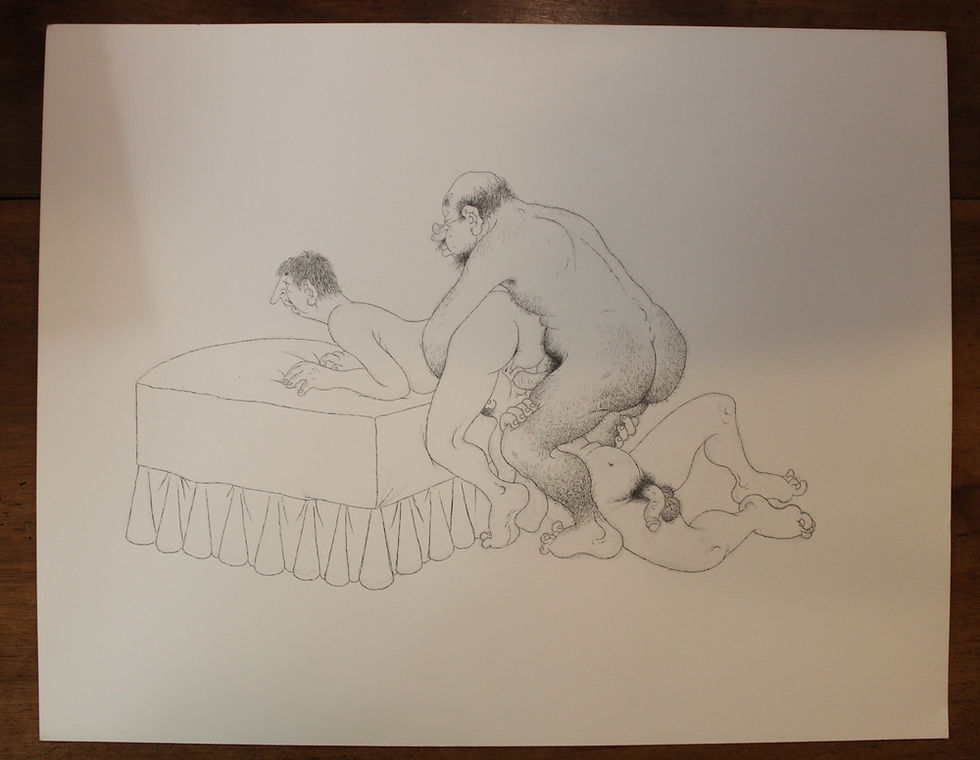Miniature : Albert Dubout. Estampe érotique. L'Oeuvre secrète (1982). Gay interest