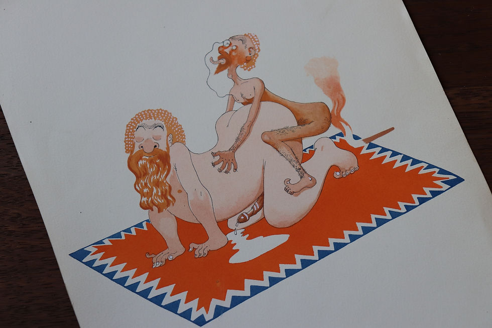 Miniature : Albert Dubout. Très rare suite de 6 dessins aquarellés très libres (1936)