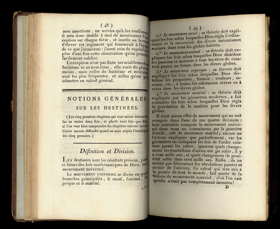 Miniature : Charles Fourier. Théorie des Quatre Mouvemens (1808). Edition originale. Rare.
