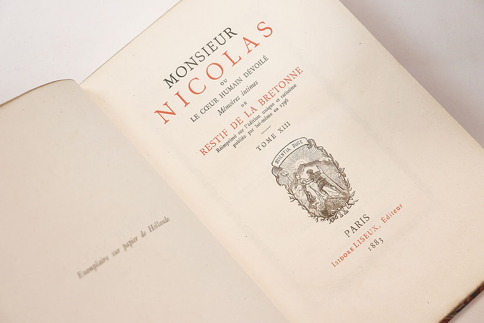 Miniature : Rétif de la Bretonne [Restif de la Bretone]. Monsieur Nicolas. Isidore Liseux