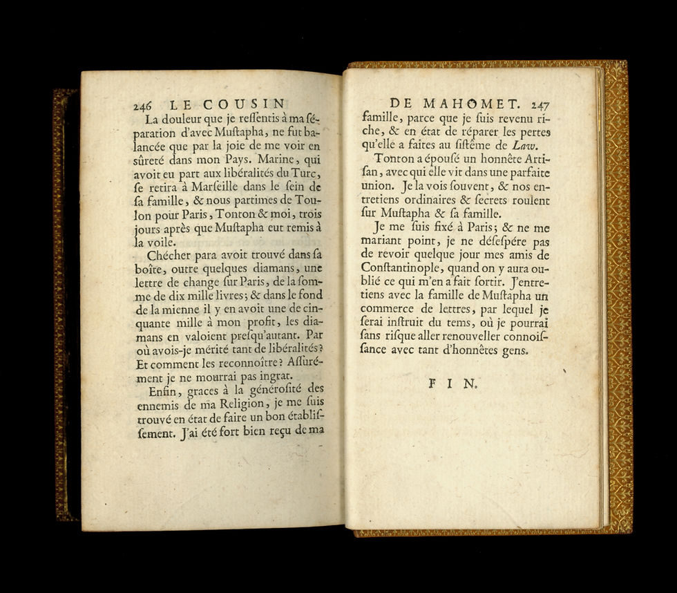 Miniature : Le Cousin de Mahomet par Nicolas Fromaget (1751). Exemplaire Léon Rattier.