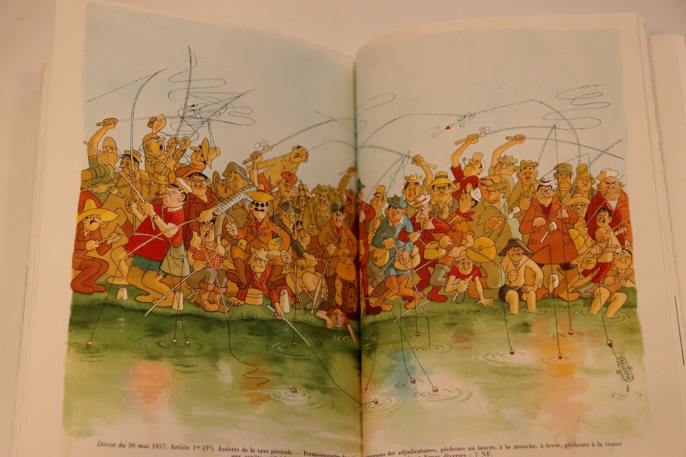 Miniature : Albert Dubout. Code du voyage et du tourisme (chasse, pêche). 1960. 1/400 ex.