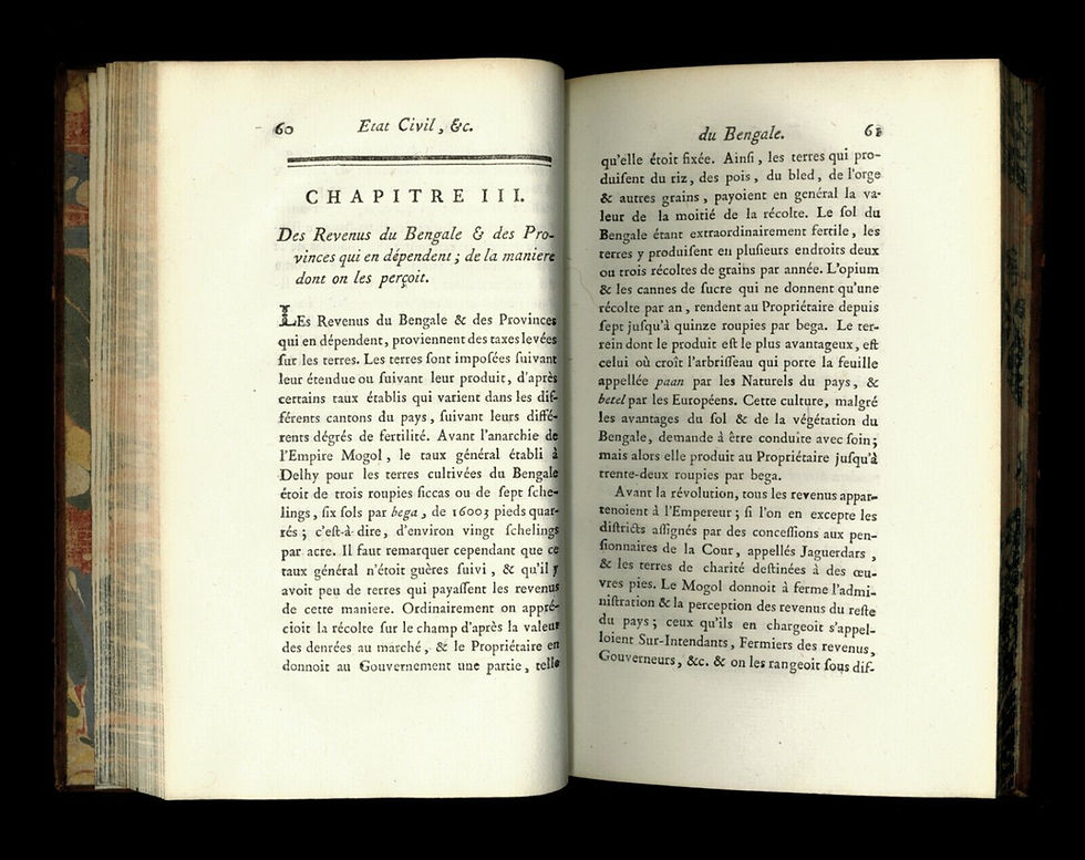 Miniature : Bolts [Boltz]. Etat civil, politique et commerçant, du Bengale (Inde). Commerce