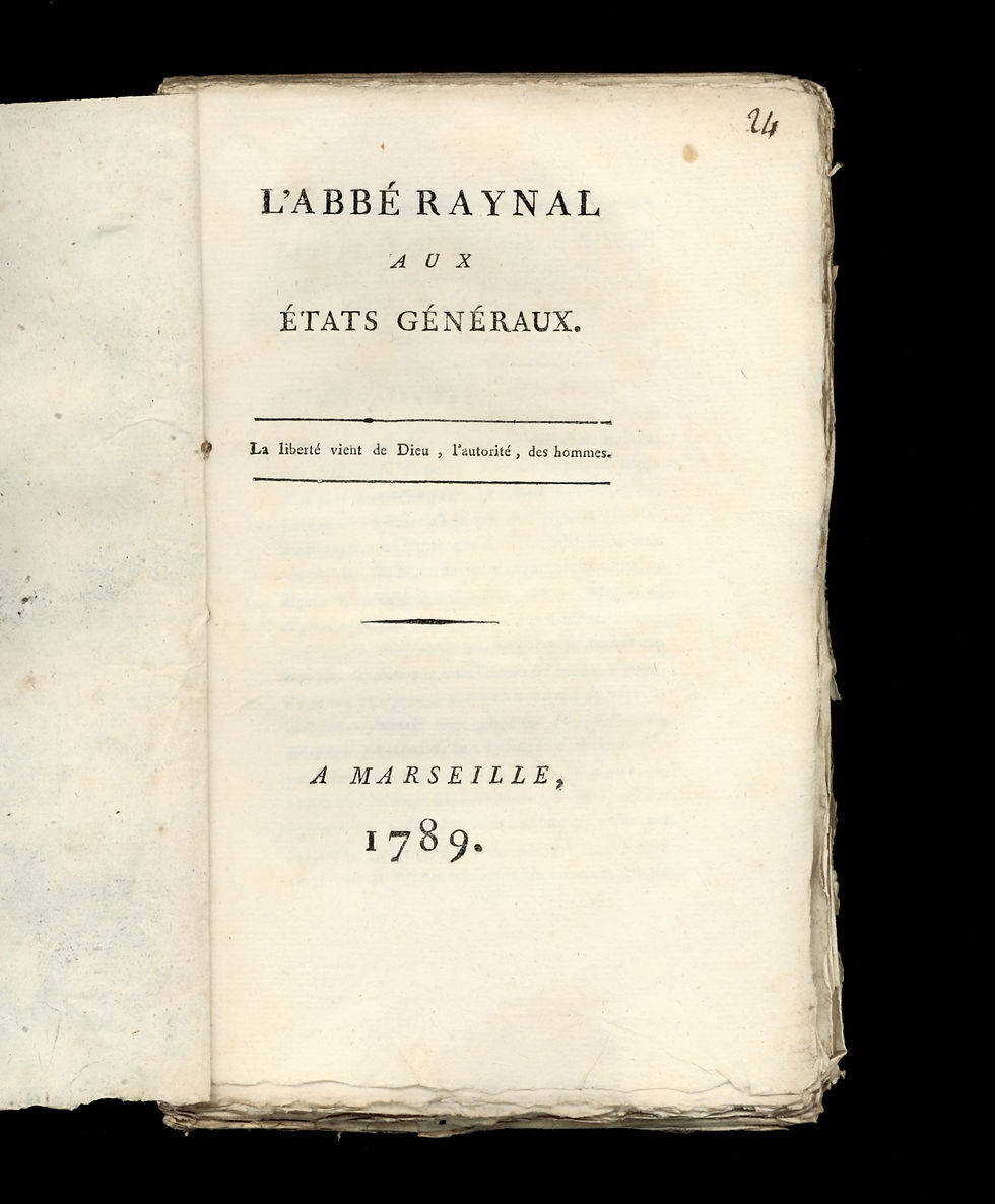 L'abbé Raynal aux Etats-Généraux. A Marseille, 1789. Rare. Révolution française.