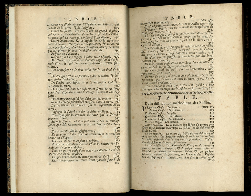 Miniature : Woodward, Géographie physique Essay sur l'Histoire naturelle de la Terre (1735).
