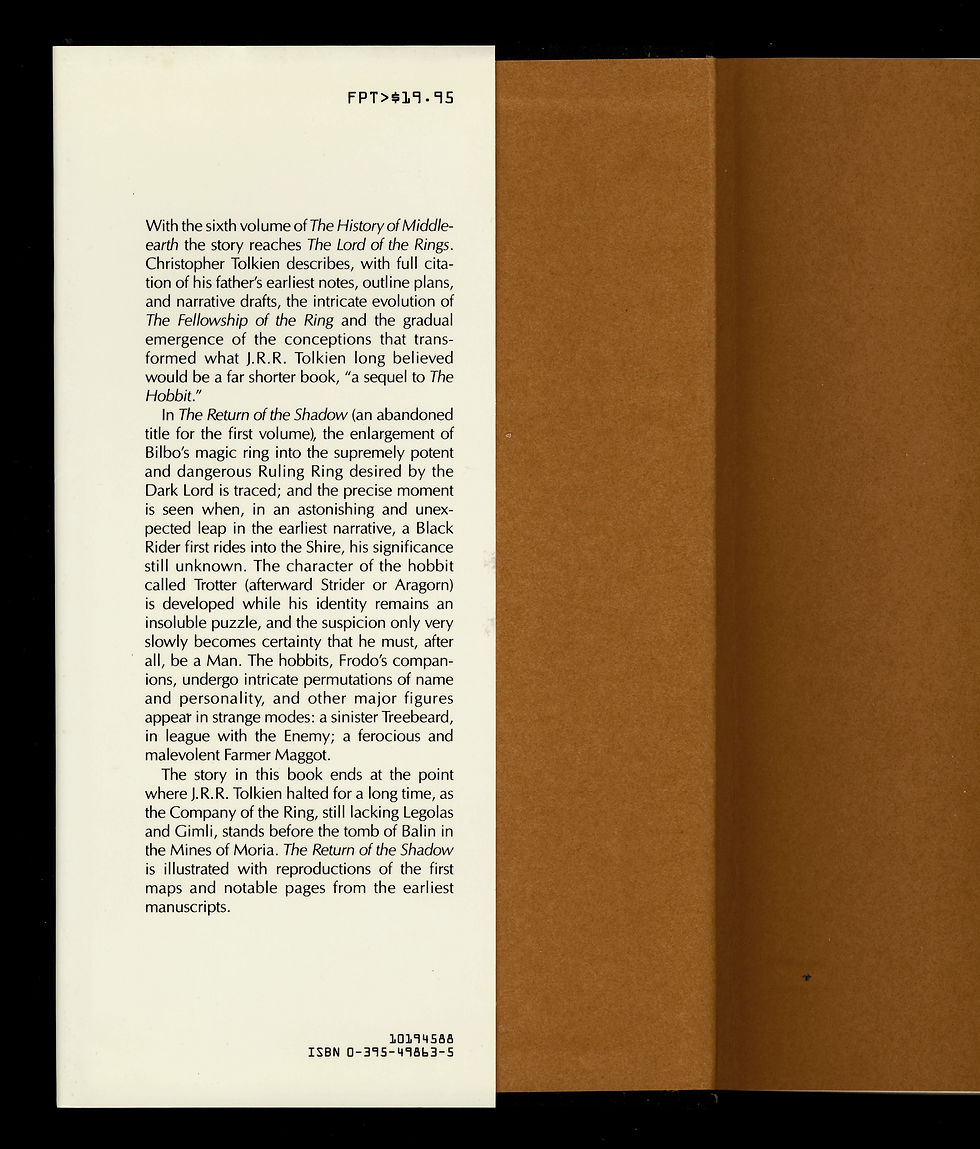 Miniature : TOLKIEN (J. R. R.). – The Return of the Shadow | 1988 | First US printing