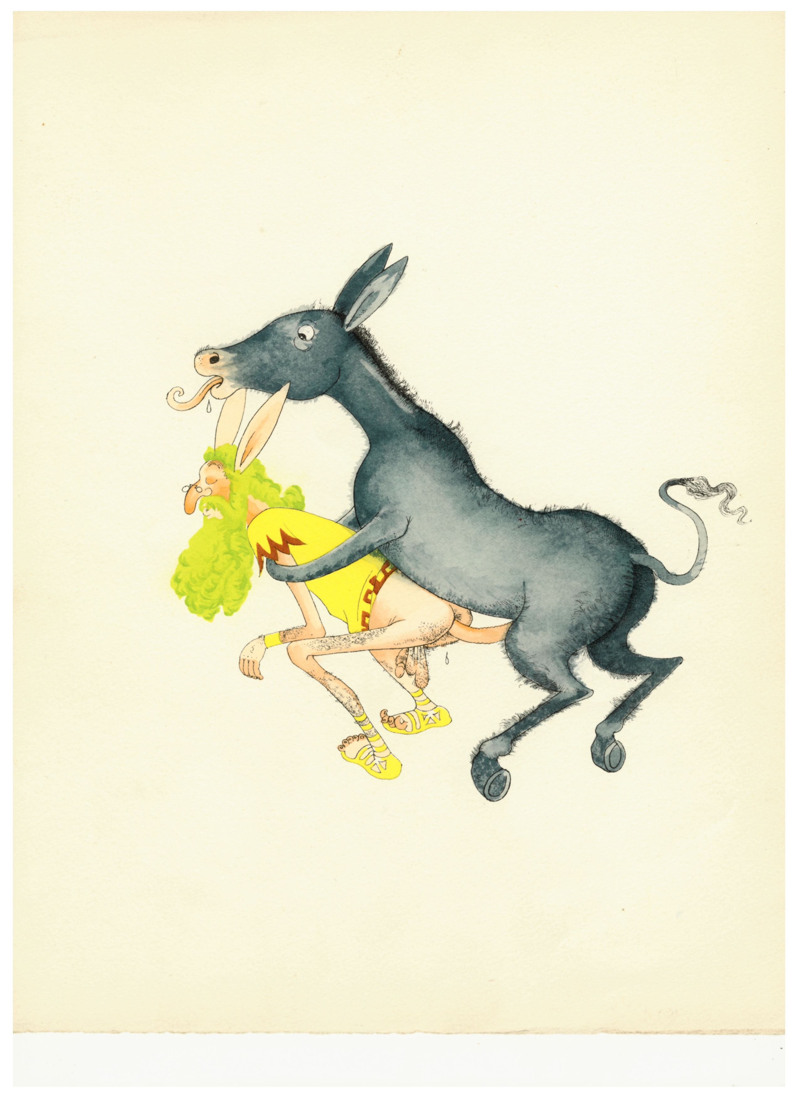 Albert Dubout. Gravure érotique aquarellée d'époque (1936). Très rare.