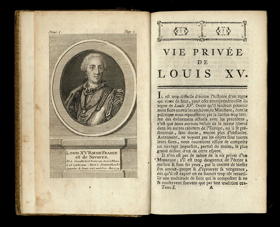 Miniature : Vie privée de Louis XV par Mouffle d'Angerville (1781). Pompadour | Du Barry