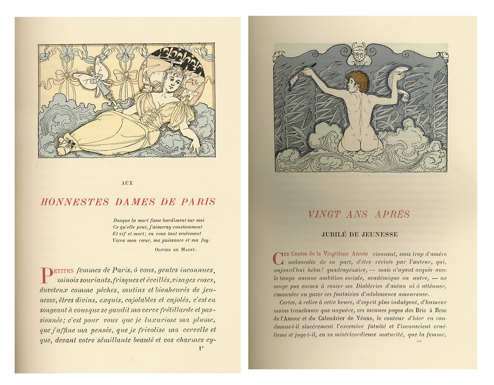 Miniature : L'Ecole des Faunes. Octave Uzanne, Courboin, Simonaire, Vierge, 1896. Symbolisme