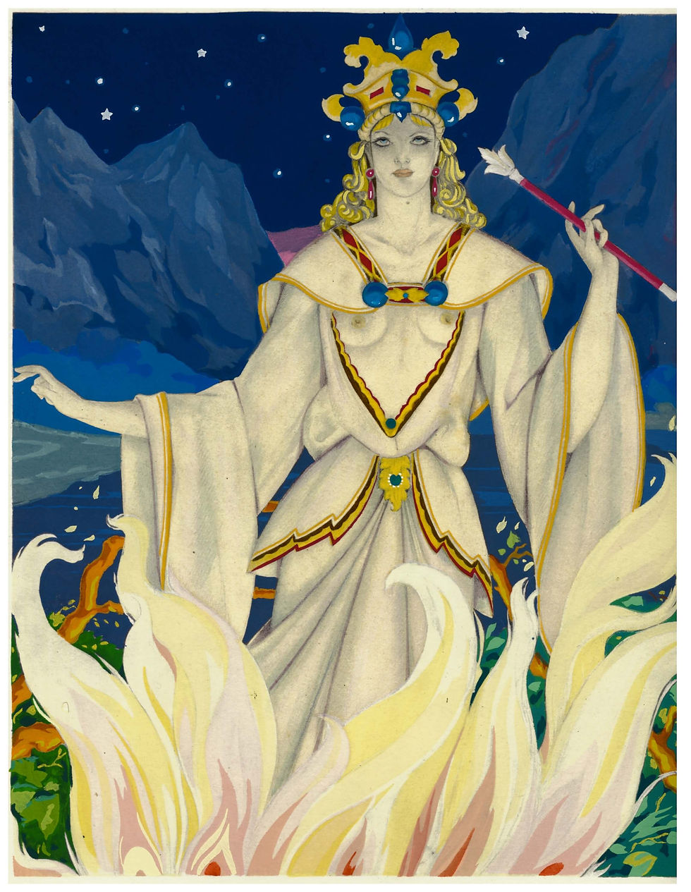 Pochoir à la gouache par Umberto Brunelleschi (1947) pour le Songe d'une nuit ..