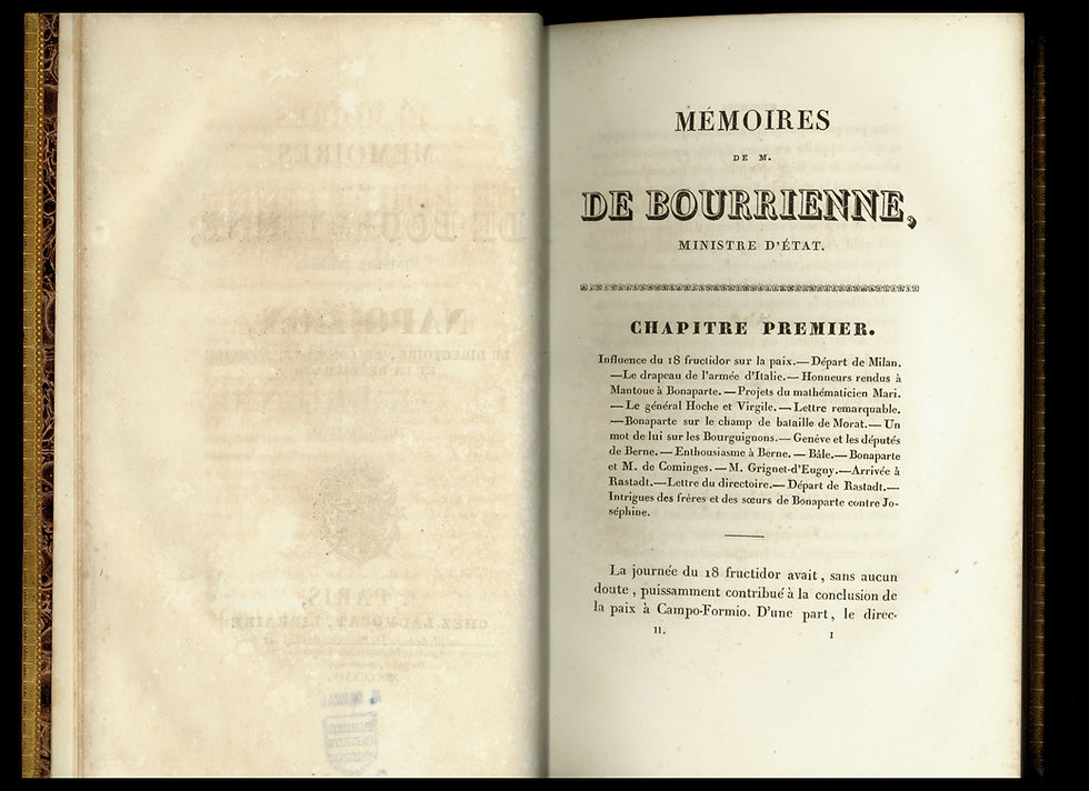 Miniature : Empire et Napoléon. Mémoires de Bourrienne (1829). Edition originale. Bel ex.