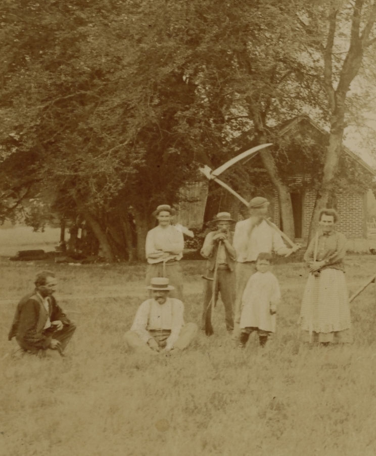 Miniature : "Les foins" (été 1900), 2 photographies par F. LAMBERT (Les Laumes, Côte d'Or).