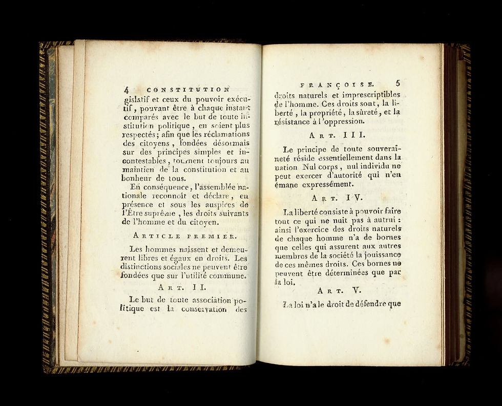 Miniature : La Constitution française (1791). Exemplaire sur papier vélin relié en maroquin.