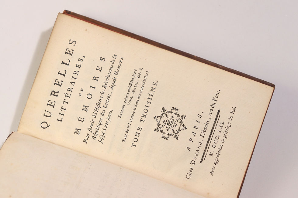 Miniature : Auguste Simon Irailh. Querelles littéraires, ou Mémoires etc (1761). EO