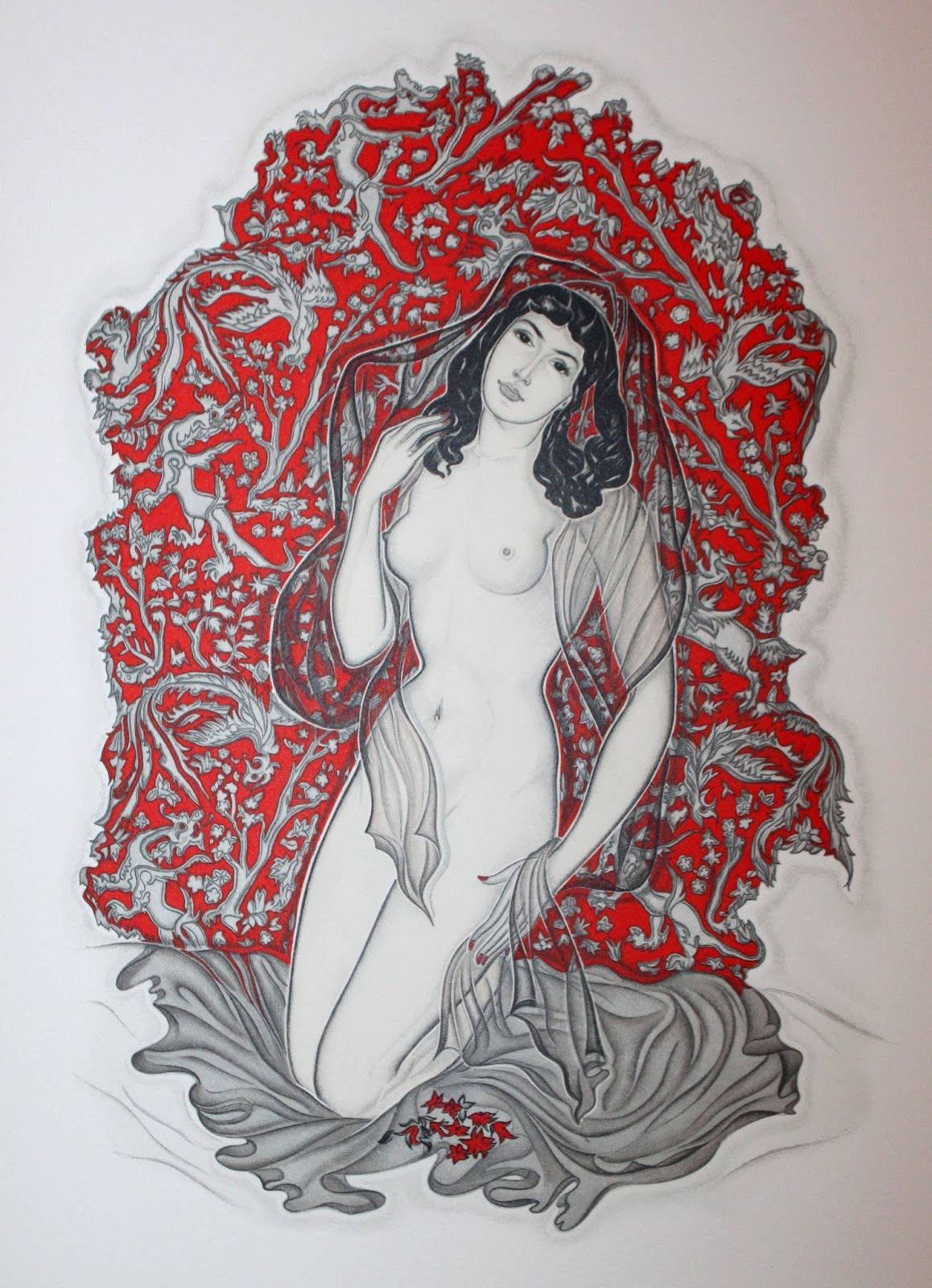 Les Robaïyat d'Omar Khayyâm illustré par Génia Minache (1957). Dessin original