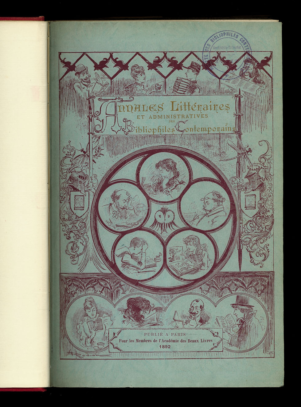 Miniature : Octave Uzanne. Académie des Beaux-Livres. Annales littéraires (1890-1894)