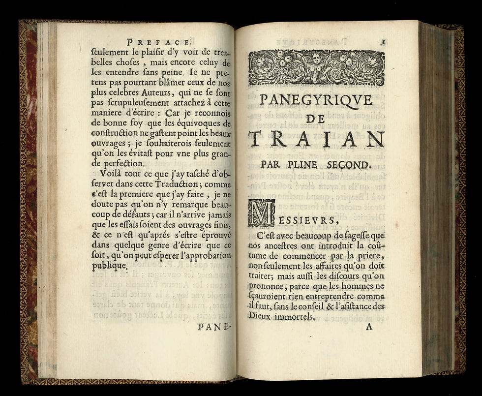 Miniature : Panégyrique de Trajan de Pline Second (1677) traduit par l'abbé Esprit | superbe