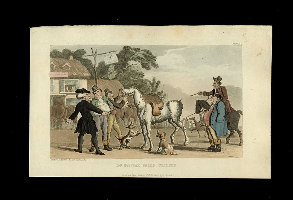 Thomas Rowlandson color aquatinte 1819 printing caricature The Tour of Dr Syntax