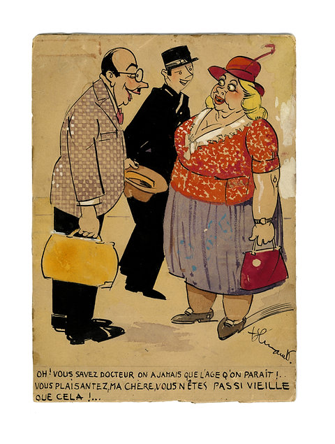 Avoir Images Dessin Original Humoristique 1925 1930 Vieille Femme Et dernière salutations