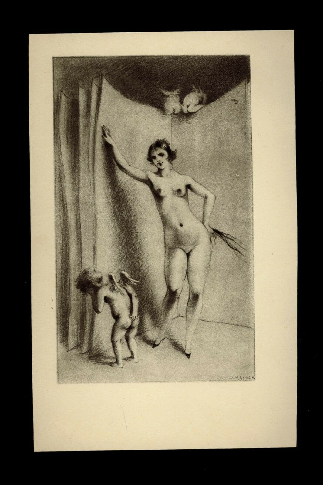 1930 Jim Black Luc Lafnet illustration héliogravure Fouet nu féminin, ange