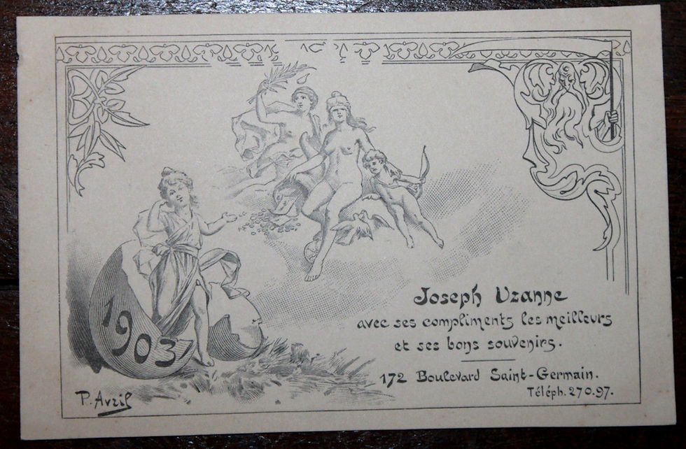 Carte de voeuxpour Joseph Uzanne (1903). Paul Avril