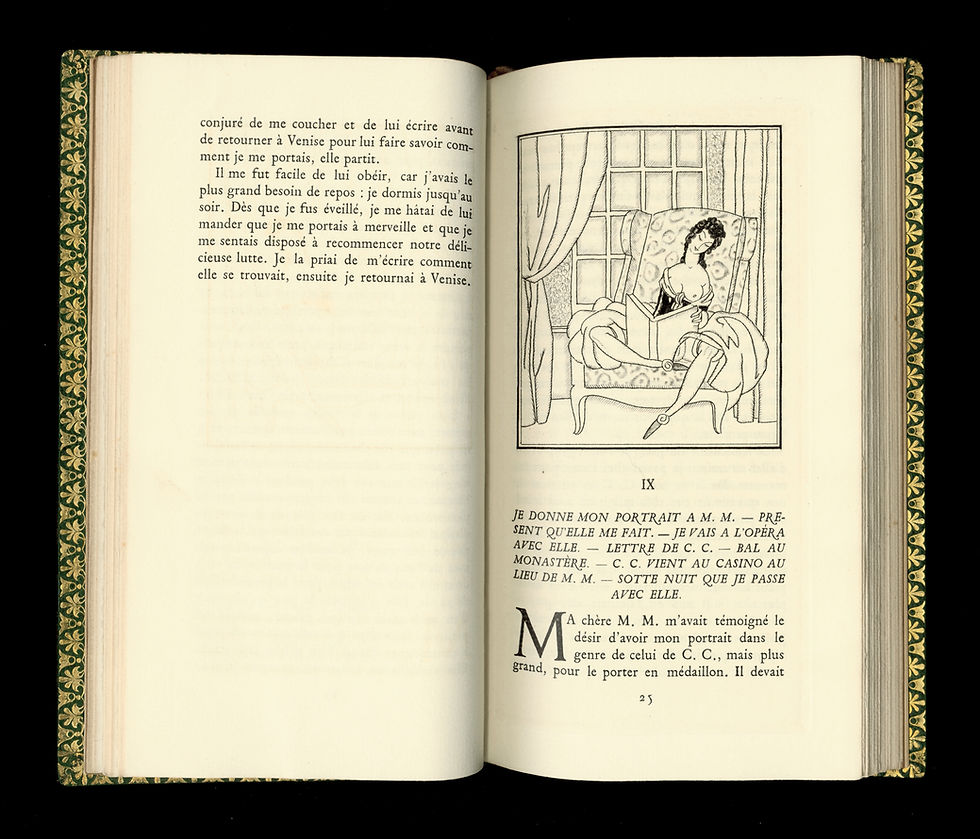 Miniature : Une aventure de Casanova (1926) illustrée par Sylvain Sauvage. Maroquin décoré