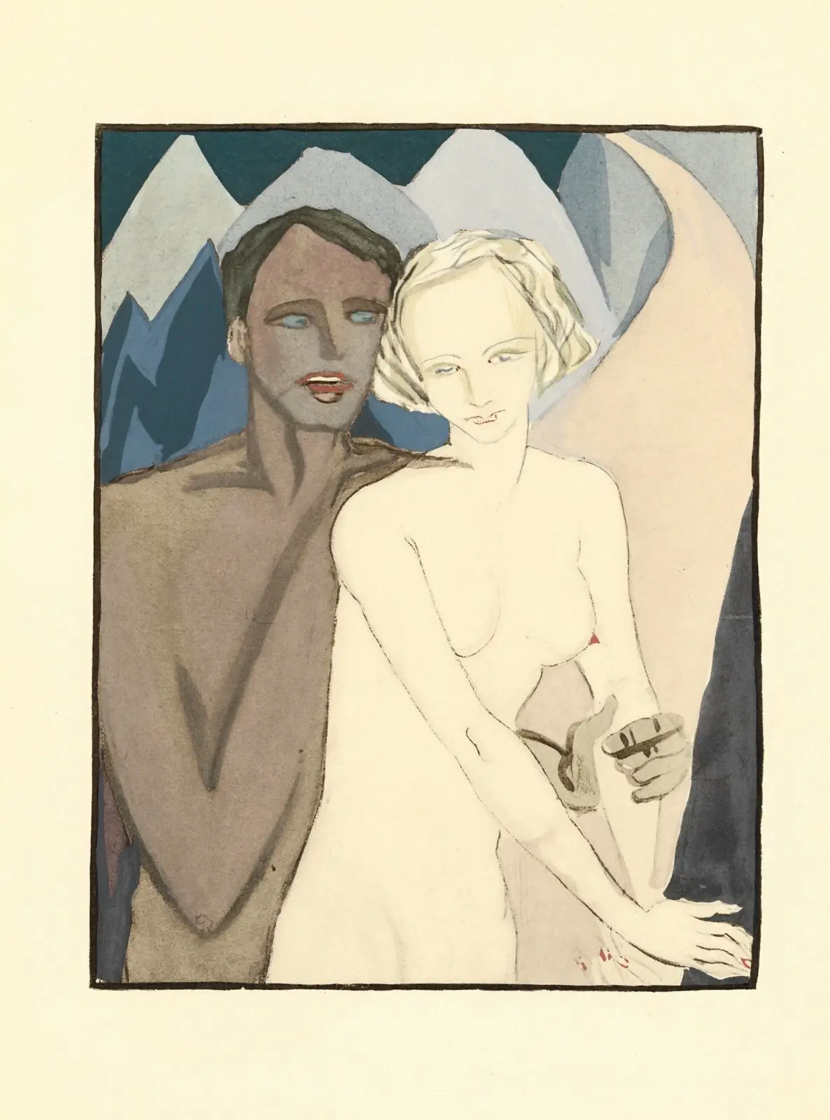 Raymonde Aynard (1929) | Superbe aquarelle reproduite au pochoir procédé Jacomet