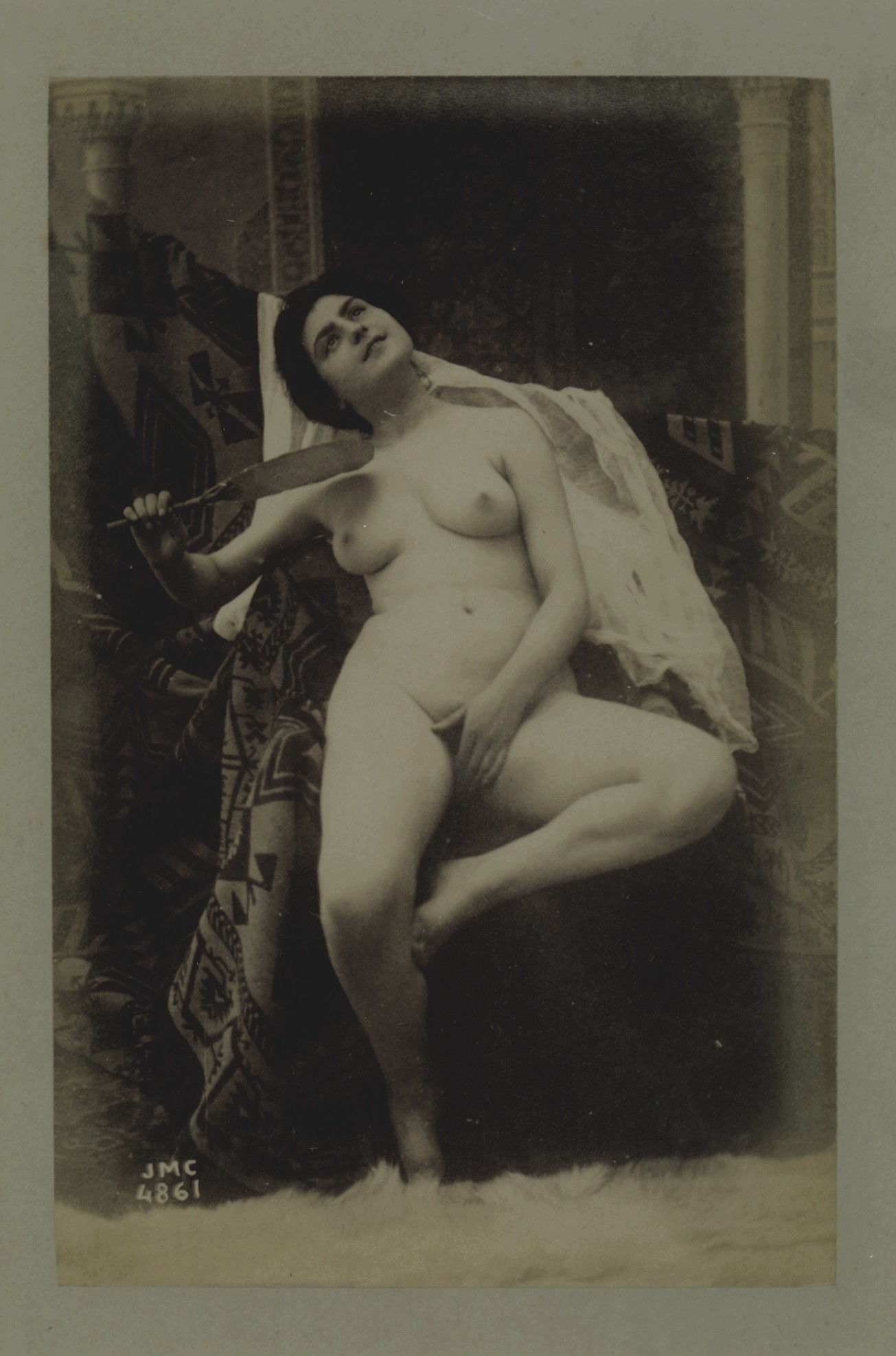 Josep Maria Cañellas | Femme nue à l'éventail (vers 1880-1890) | Beau tirage