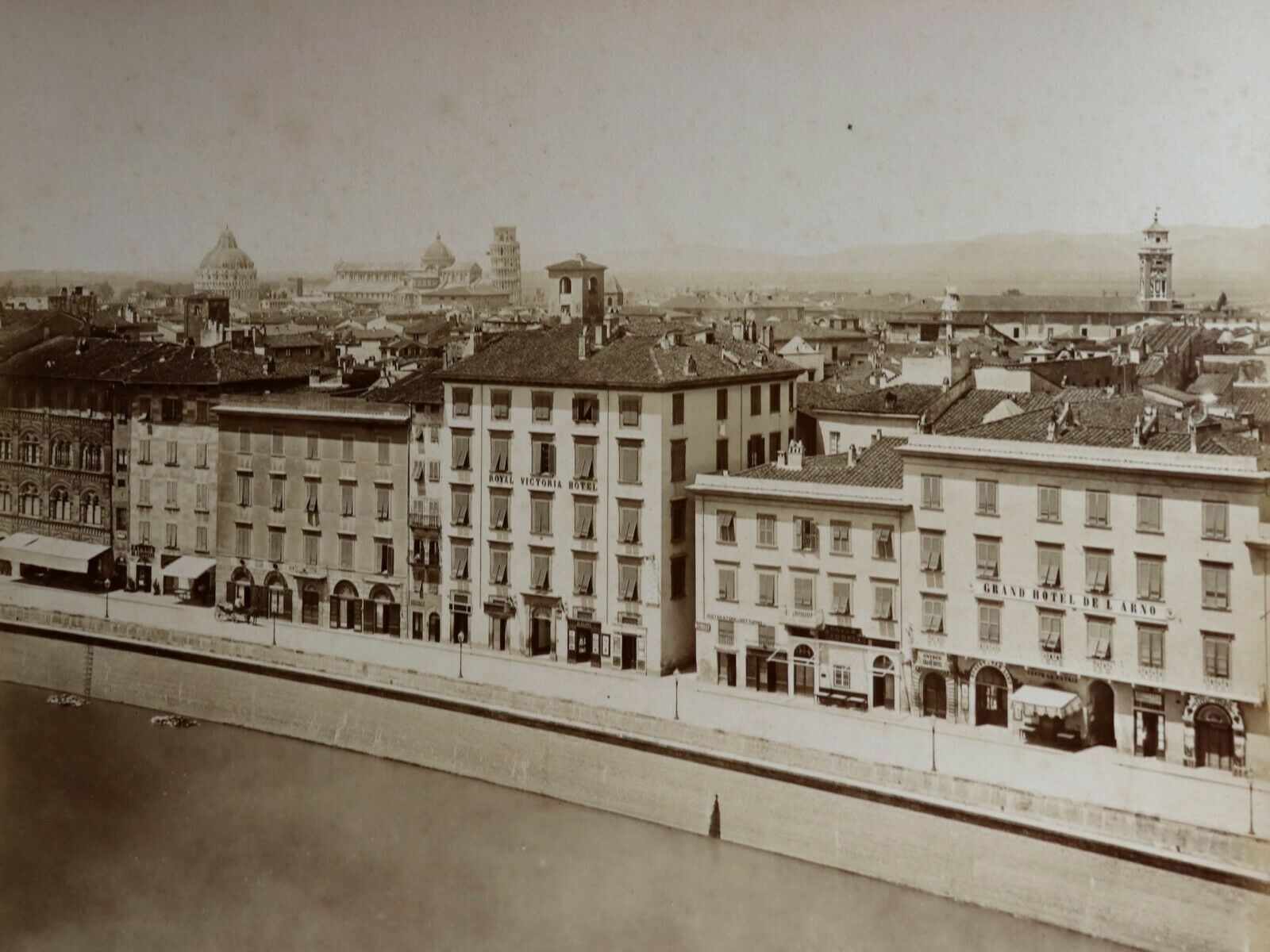 1880 PISE ITALIE PISA Photographie ancienne albumine contrecollée Palazzo