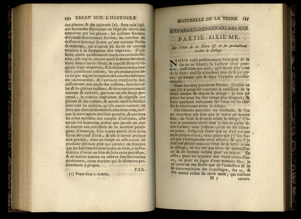 Miniature : Woodward, Géographie physique Essay sur l'Histoire naturelle de la Terre (1735).