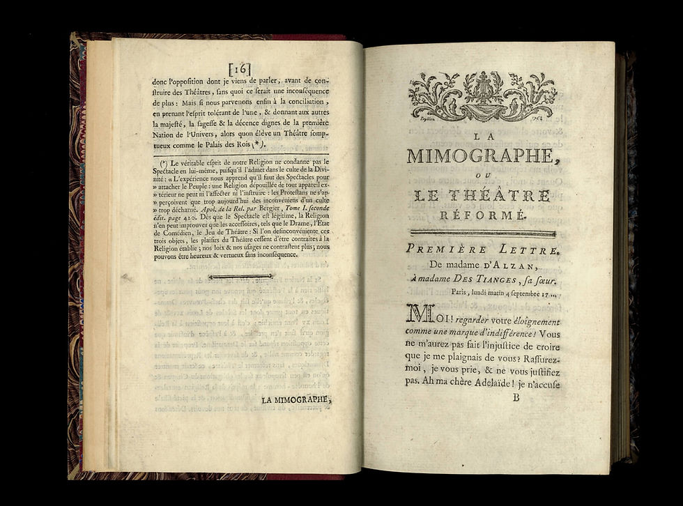 Miniature : Rétif de la Bretonne [Restif de la Bretone] La Mimographe ou Réforme du Théâtre