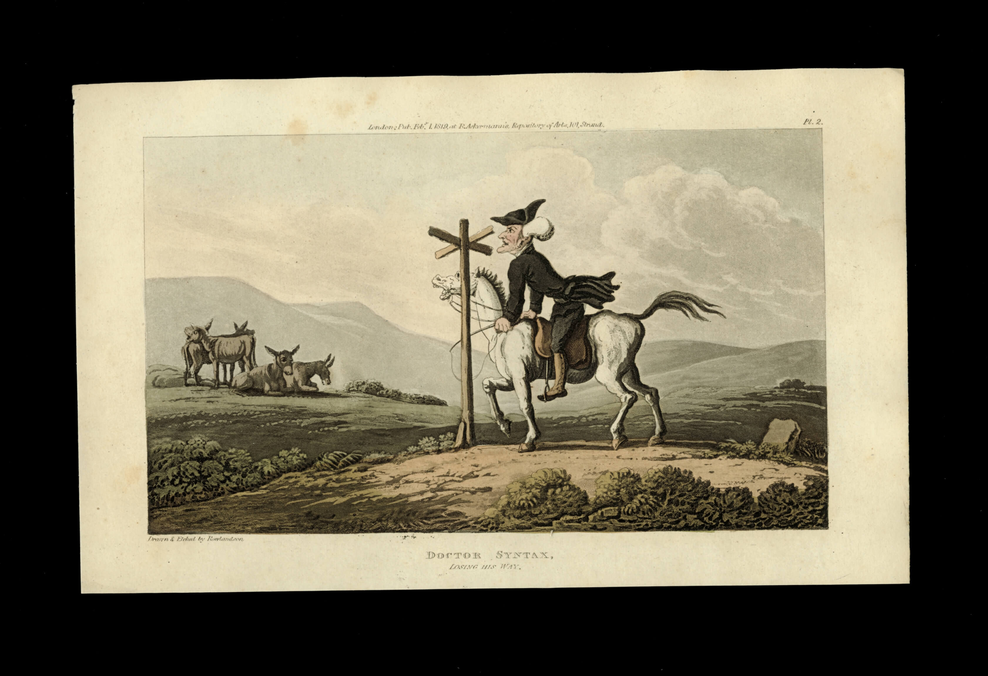 Thomas Rowlandson color aquatinte 1819 printing caricature The Tour of Dr Syntax