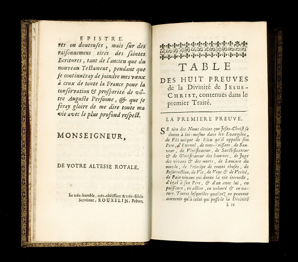 Miniature : Rouxelin | Traité de la divinité de Jésus-Christ (1707) Ex. maroquin. Provenance