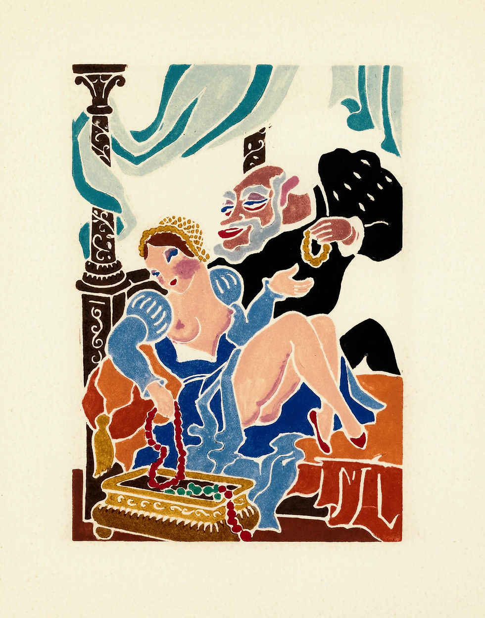 Miniature : Joachim du Bellay. La vieille courtisane de Rome. 24 bois peints avec dessin