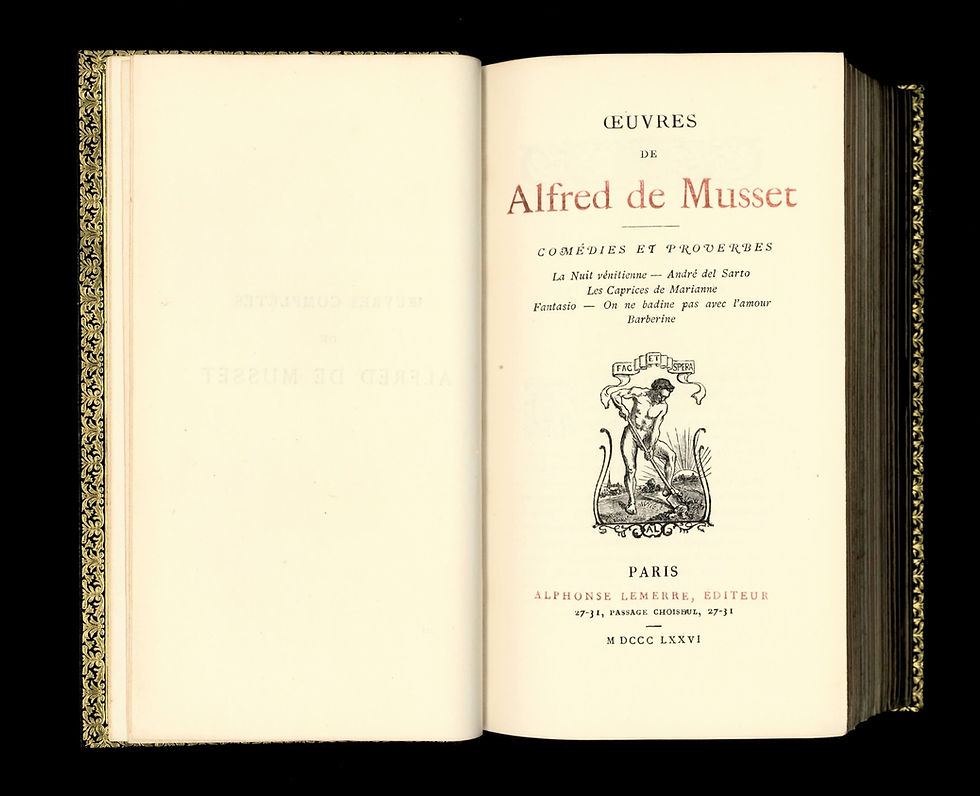 Miniature : Les Oeuvres d'Alfred de Musset (Lemerre, 1876-1877) Splendide ex. sur Hollande.