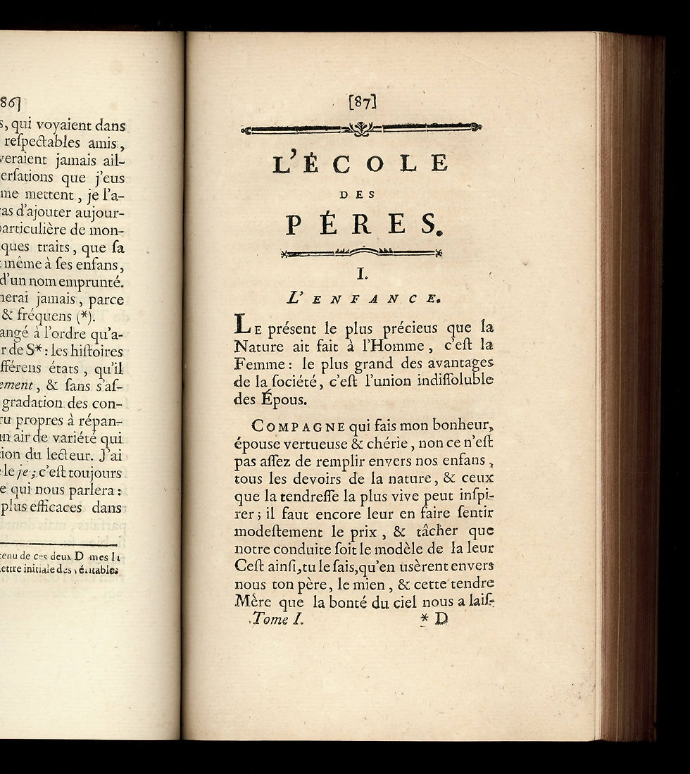 Miniature : Rétif de la Bretonne [Restif de la Bretone] L'Ecole des Pères (1776) non censuré