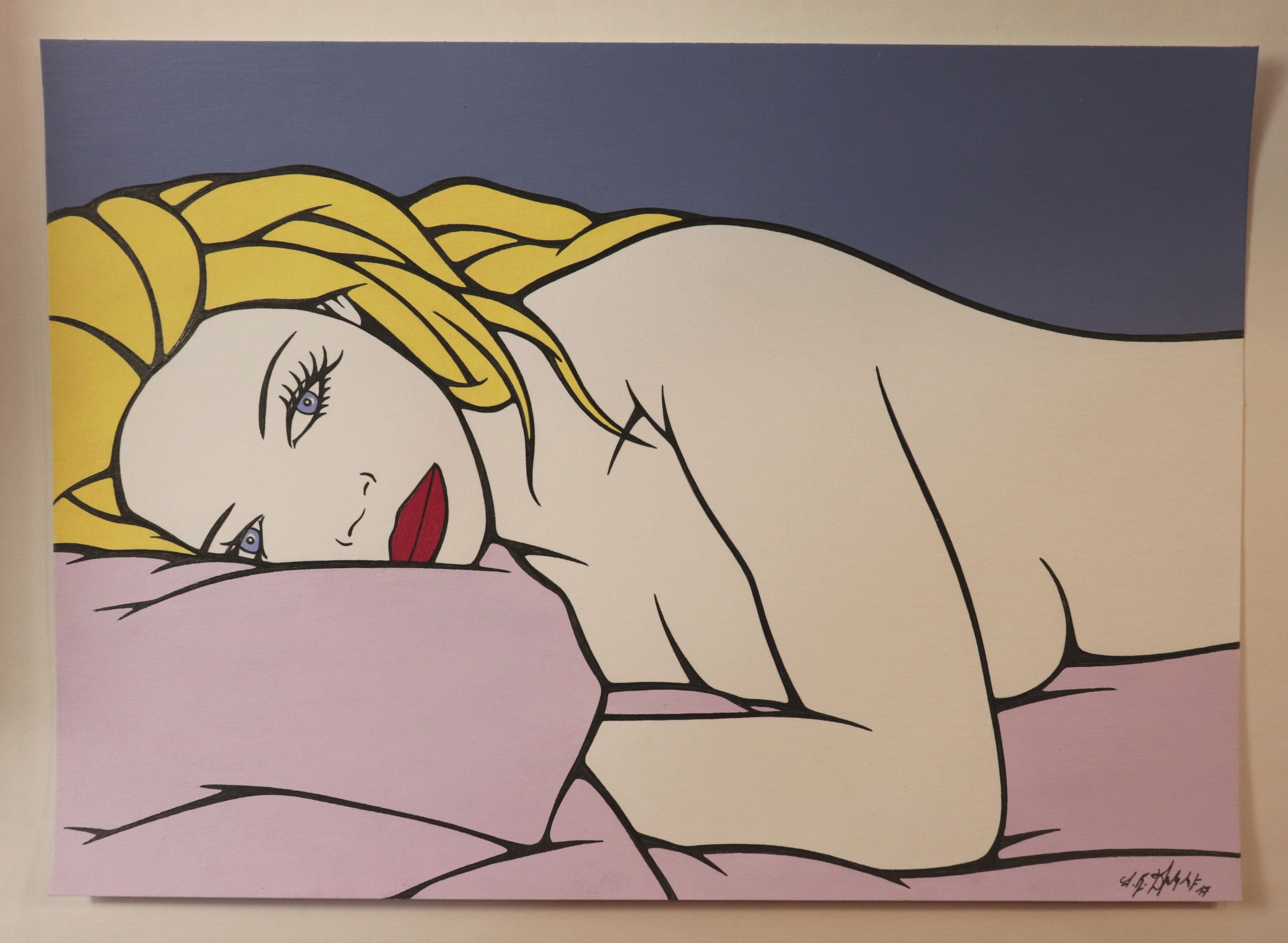 Sophie Dumont. Dessin original sexy 29,5 x 21 cm acrylique et stylo "GLORIA"