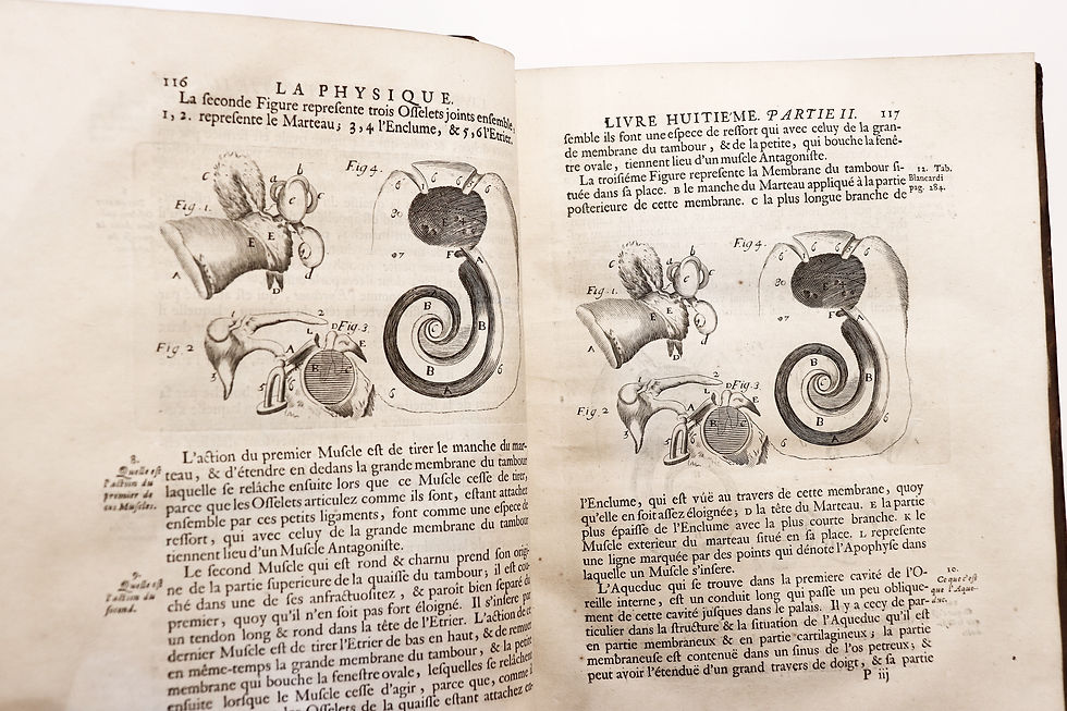 Miniature : Pierre-Sylvain Régis. Cours entier de philosophie (1691). Descartes. 3 vol. in-4