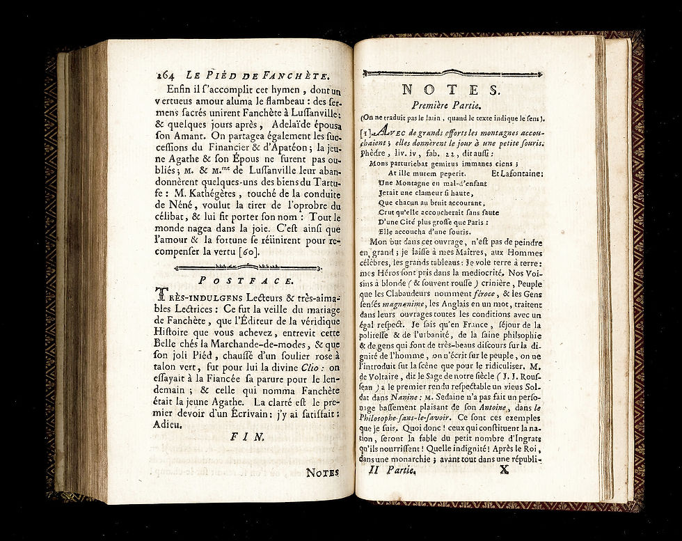 Miniature : Rétif de la Bretonne [Restif de la Bretone]. Le Piéd de Fanchette (1776). Rare.