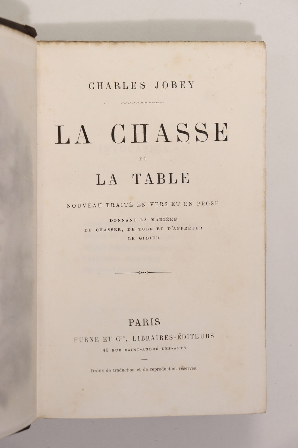Miniature : Charles Jobey. La Chasse et la Table. Gastronomie et vénerie. 1864. EO