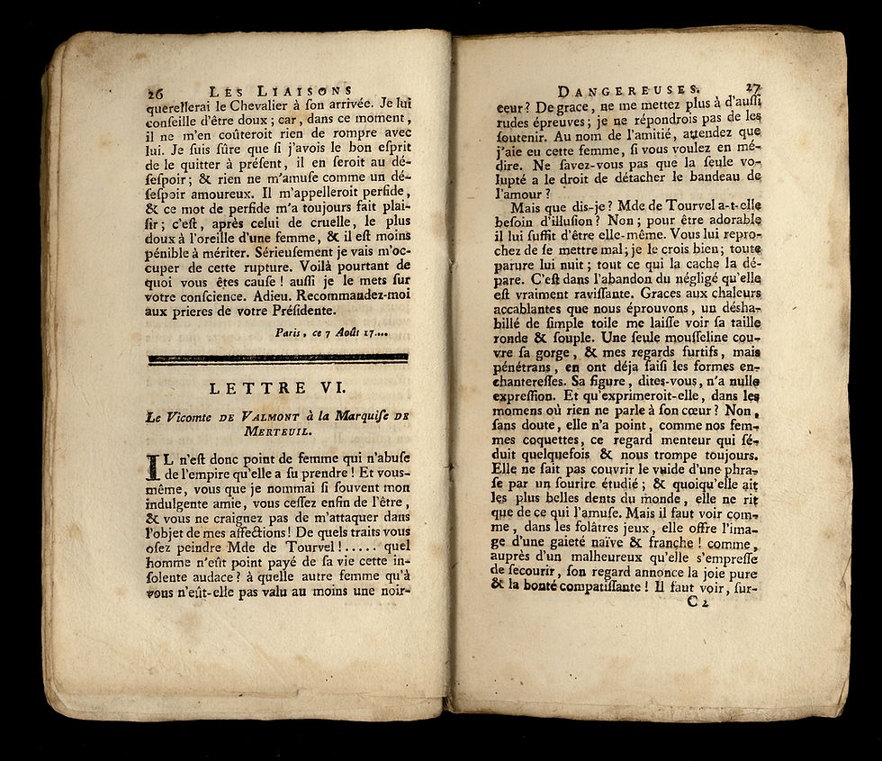 Miniature : 1788 | Les Liaisons dangereuses de Choderlos de Laclos | 4 parties en 2 volumes