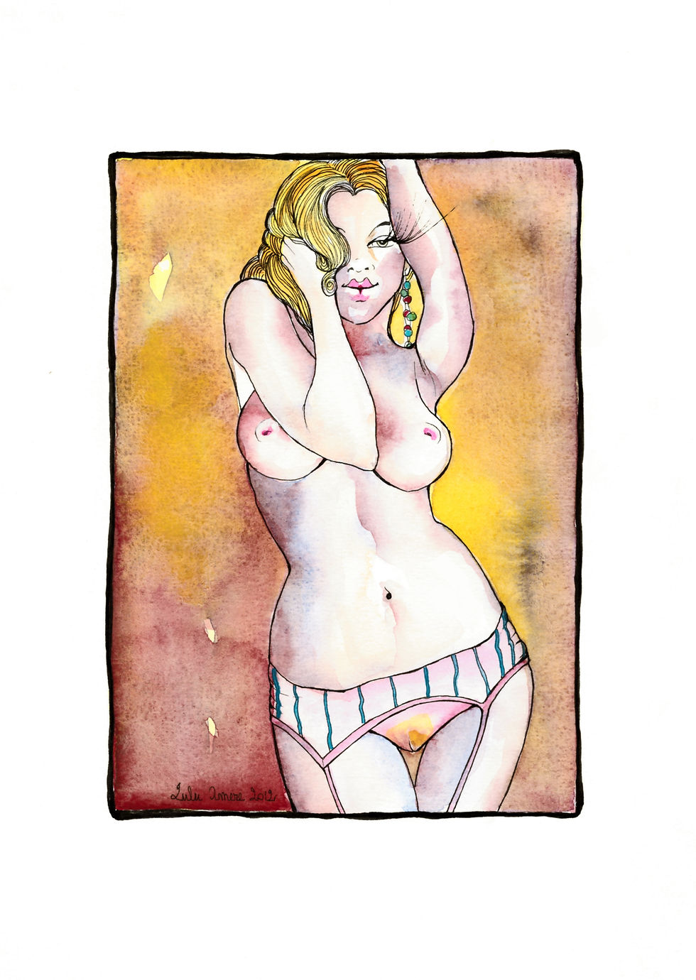 Lulu Amere. Petit nu (2012). Aquarelle originale érotique.
