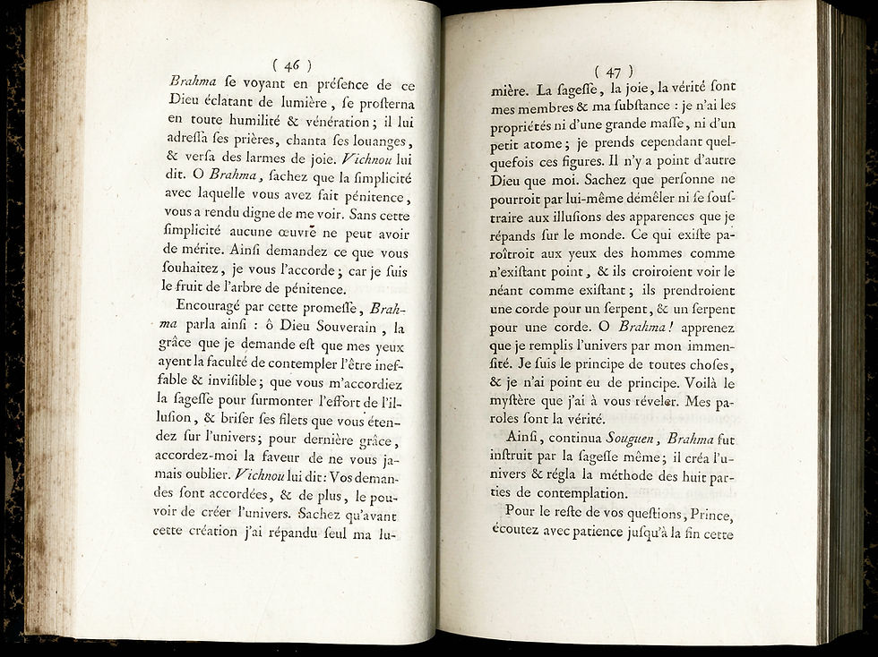 Miniature : Bagavadam ou Doctrine divine, ouvrage indien (1788). Edition originale française