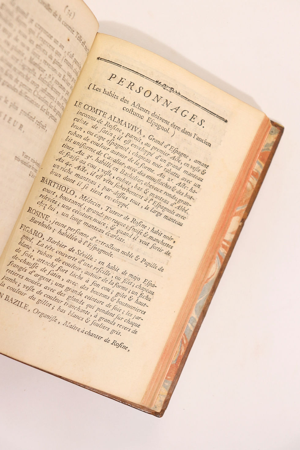 Miniature : Beaumarchais. Le Barbier de Séville (1775). Théâtre XVIIIe siècle.
