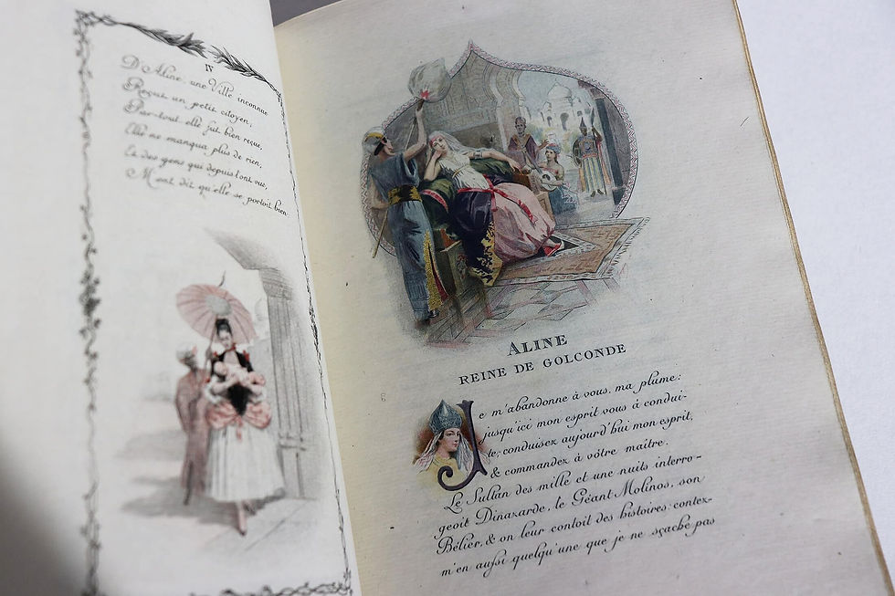 Miniature : Aline, Reine de Golconde, par le Chevalier de Boufflers (1887). Marius Michel